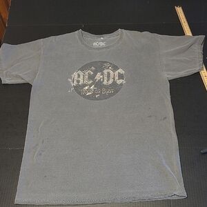 ⚡️AC/DC Grey DISTRESSED Rock or Bust Men's T-Shirt Size L